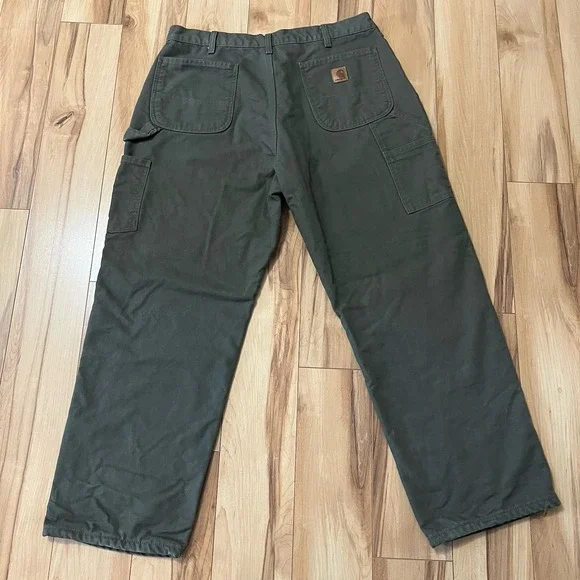Carhartt B111 MOS Canvas Flannel Lined Carpenter Pants 38 X 30 Original Fit Gorp - Picture 7 of 9